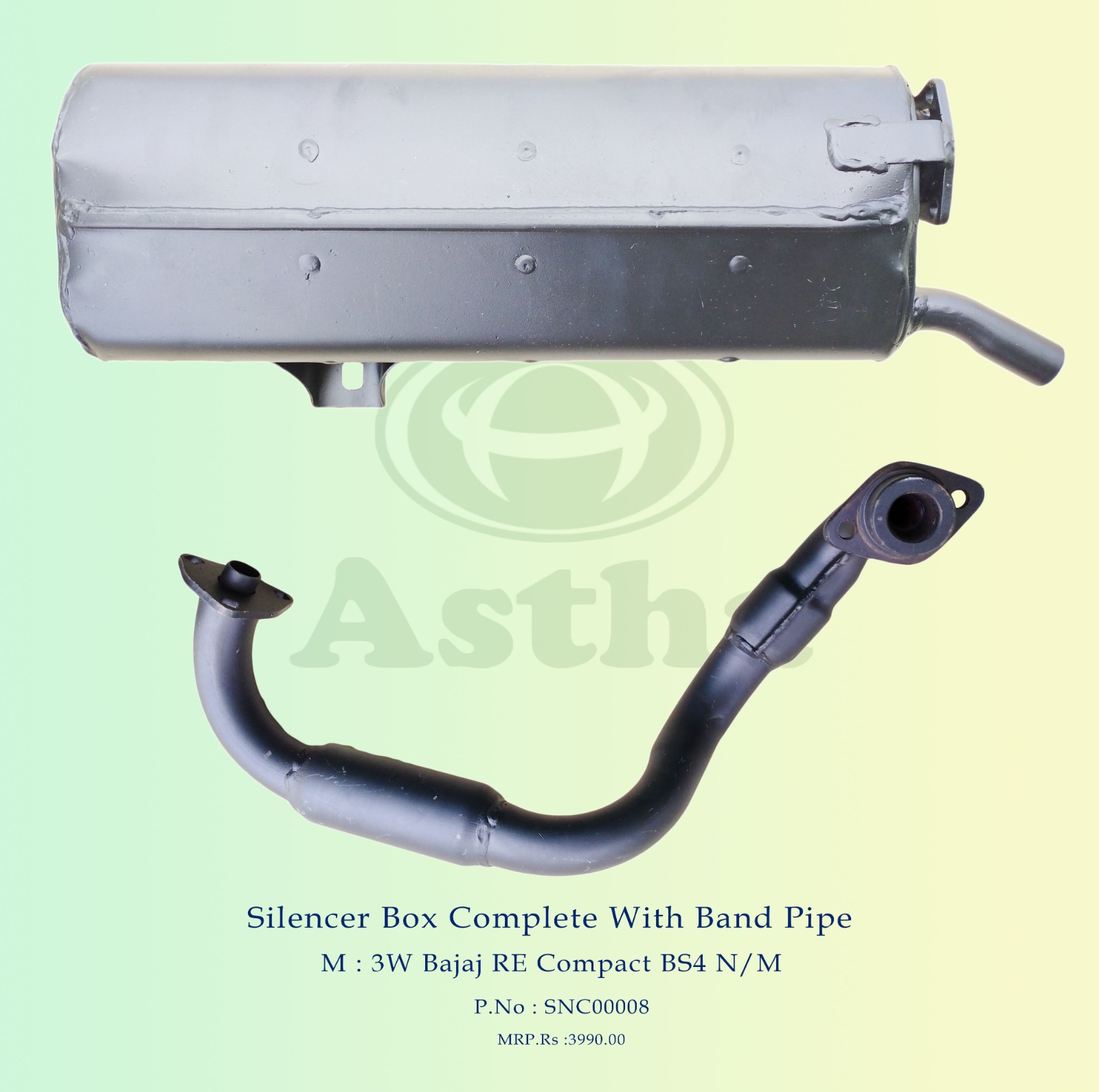 Silencer Box Complete With Band Pipe 3W Bajaj RE Compact BS4 4St